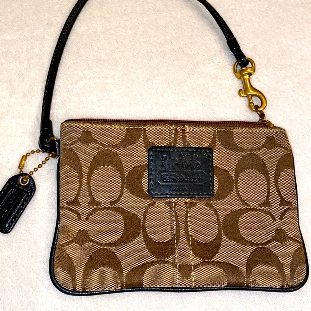 Coach Brown Signature Wristlet